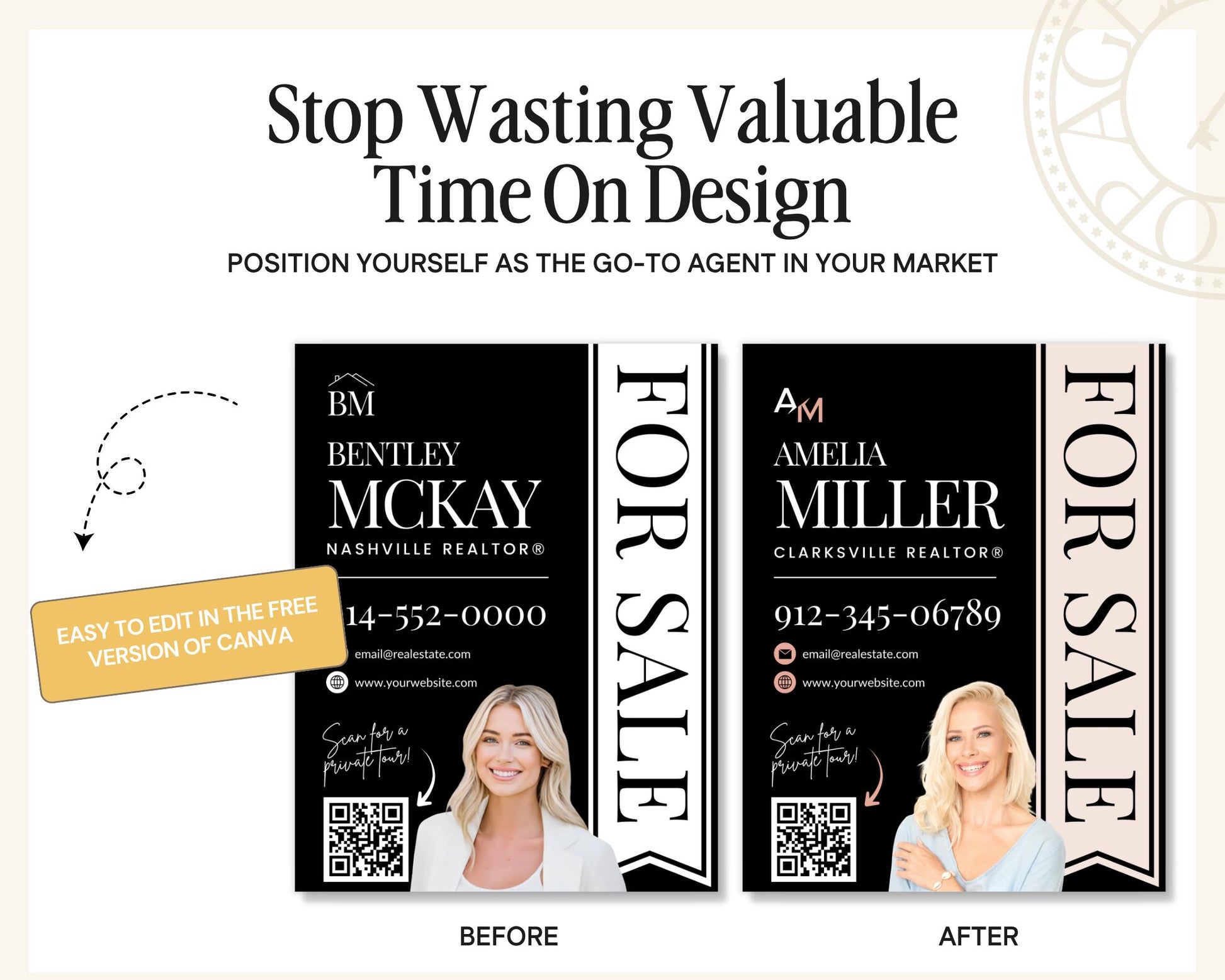 Real Estate Yard Sign Template | For Sale Sign | Property Sign | Modern For Sale Sign | Real Estate Sold Sign | Canva For Sale | Sign Rider