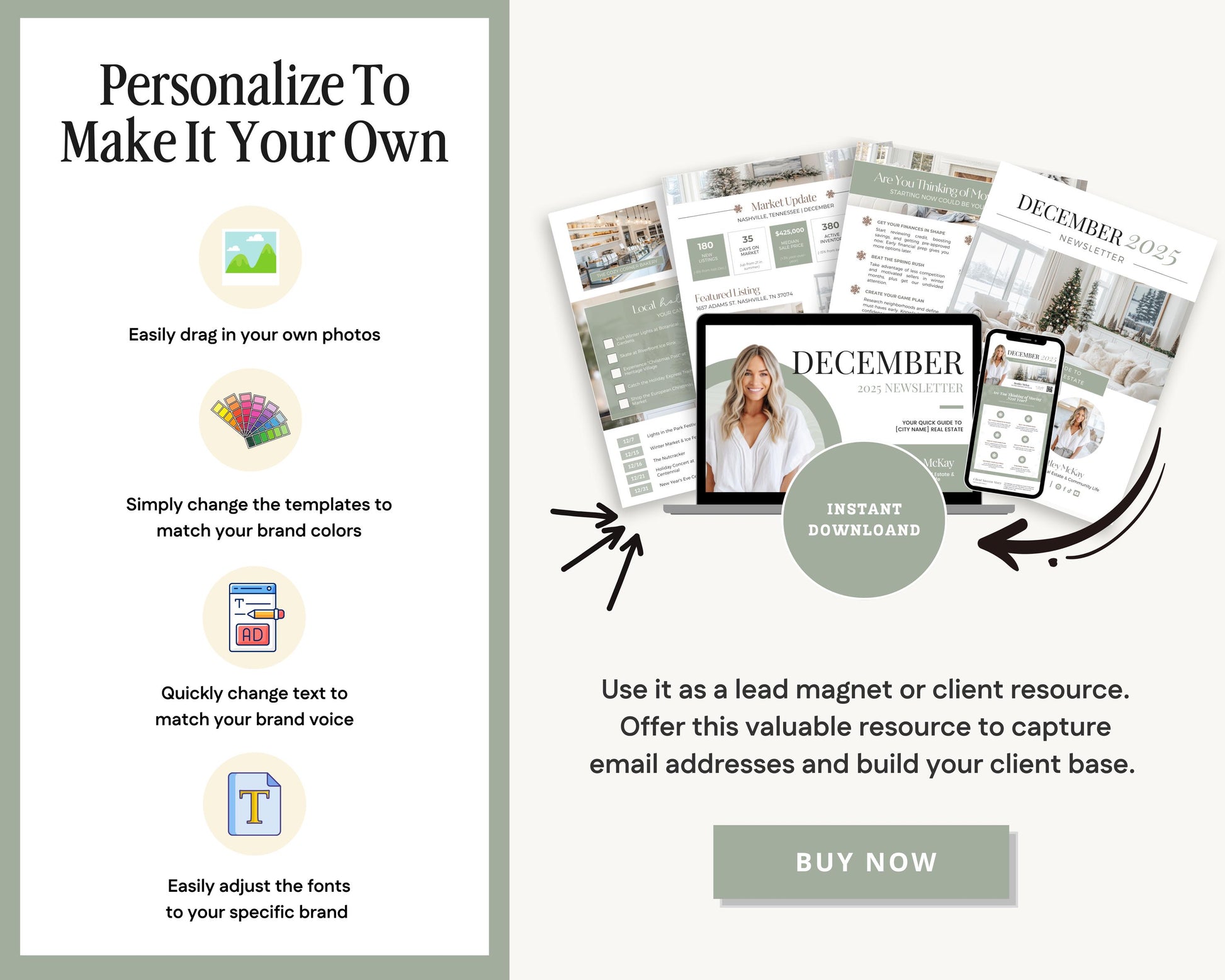 December Real Estate Newsletter | December Newsletter | Real Estate Email Marketing | Winter Real Estate Template | Flodesk | Christmas