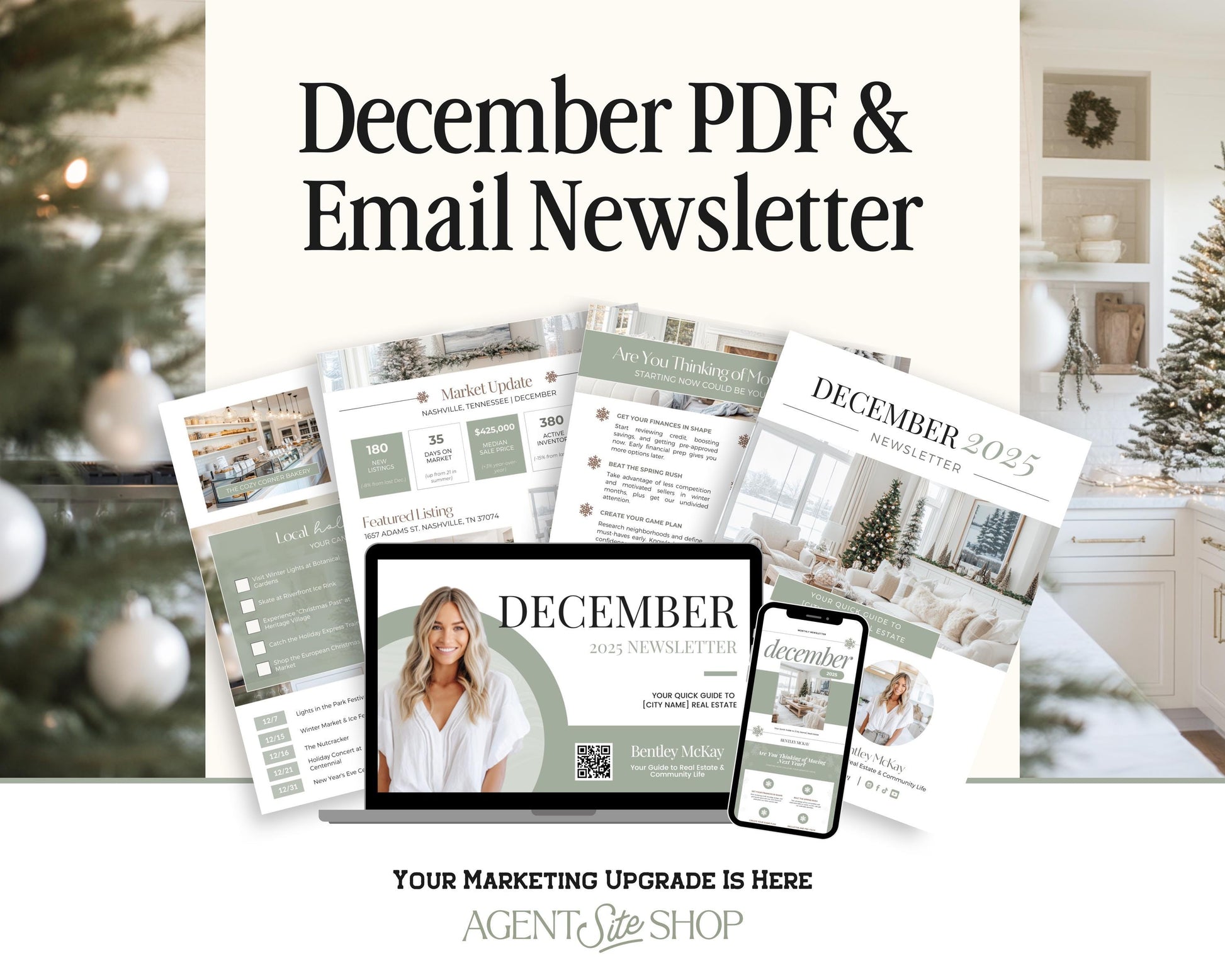 December Real Estate Newsletter | December Newsletter | Real Estate Email Marketing | Winter Real Estate Template | Flodesk | Christmas