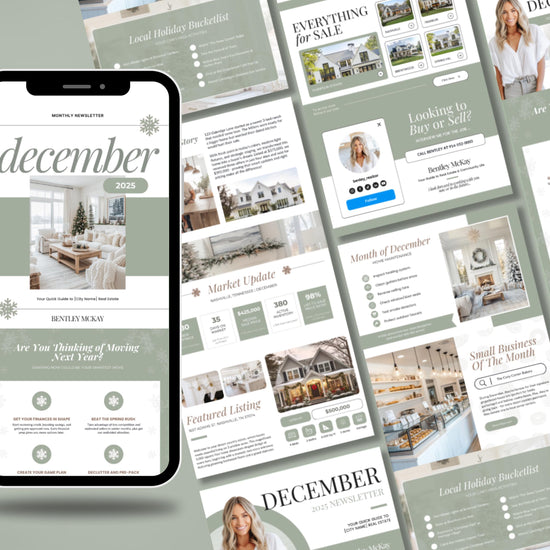 December Real Estate Newsletter | December Newsletter | Real Estate Email Marketing | Winter Real Estate Template | Flodesk | Christmas