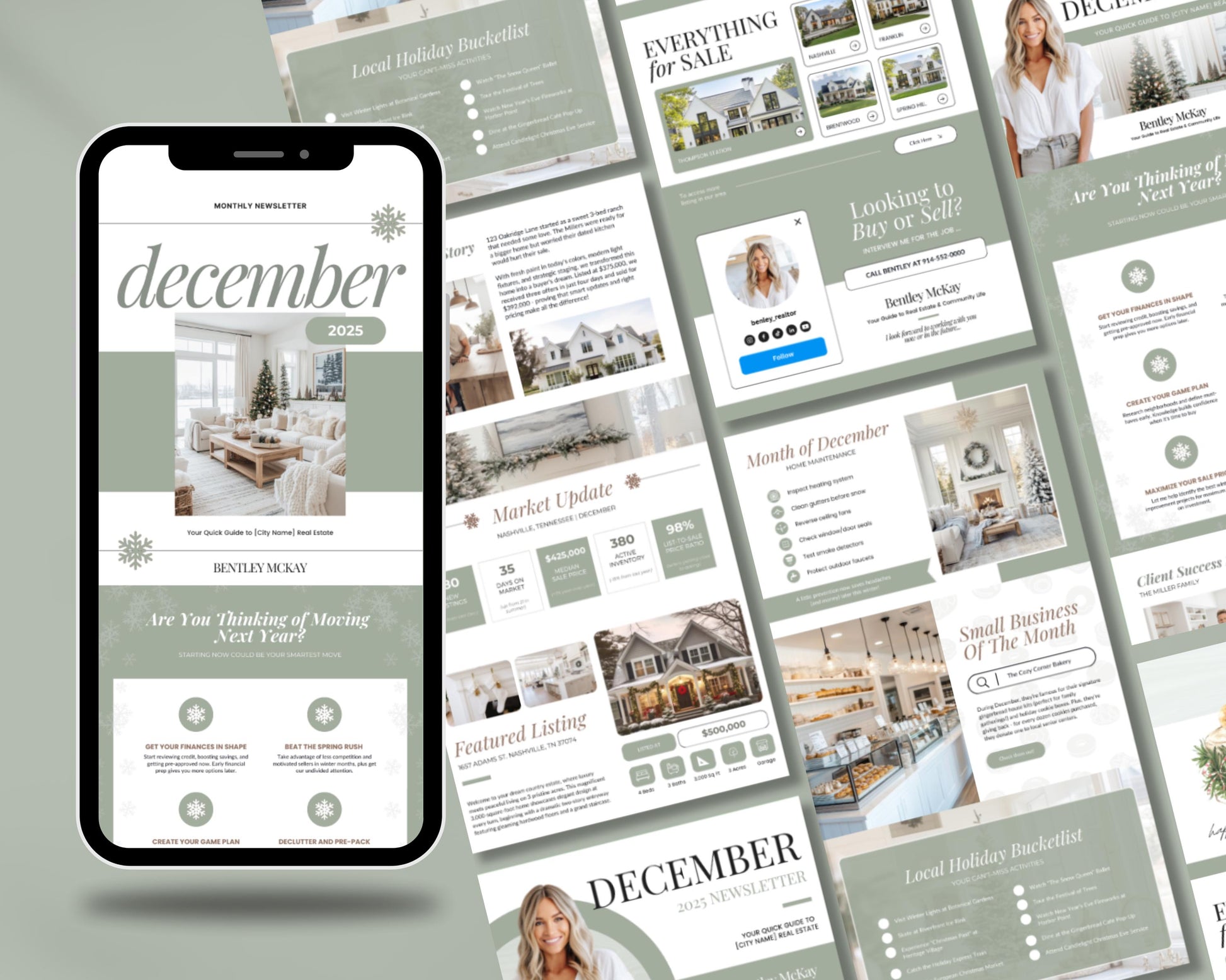 December Real Estate Newsletter | December Newsletter | Real Estate Email Marketing | Winter Real Estate Template | Flodesk | Christmas