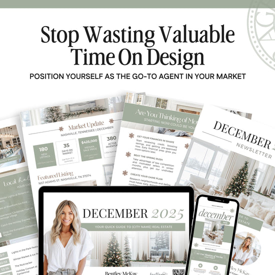 December Real Estate Newsletter | December Newsletter | Real Estate Email Marketing | Winter Real Estate Template | Flodesk | Christmas