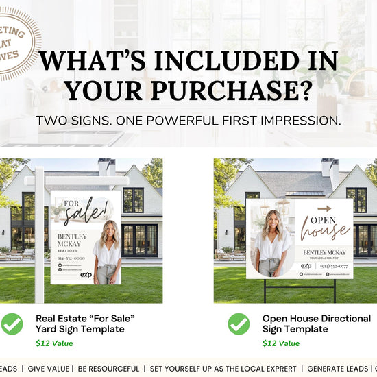 Real Estate Yard Sign Template | For Sale Sign | Property Sign | Open House Directional | Real Estate Sold Sign | Canva For Sale| Sign Rider