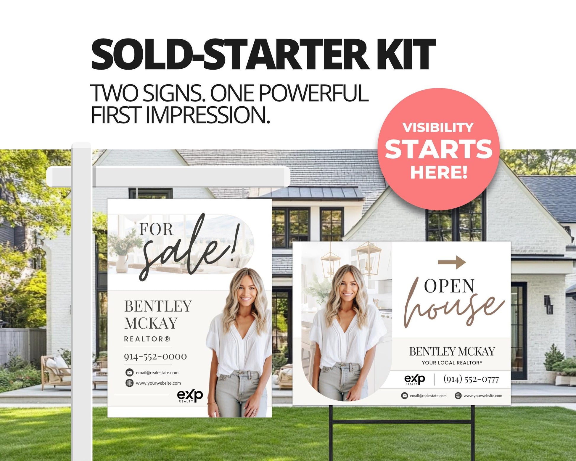 Real Estate Yard Sign Template | For Sale Sign | Property Sign | Open House Directional | Real Estate Sold Sign | Canva For Sale| Sign Rider