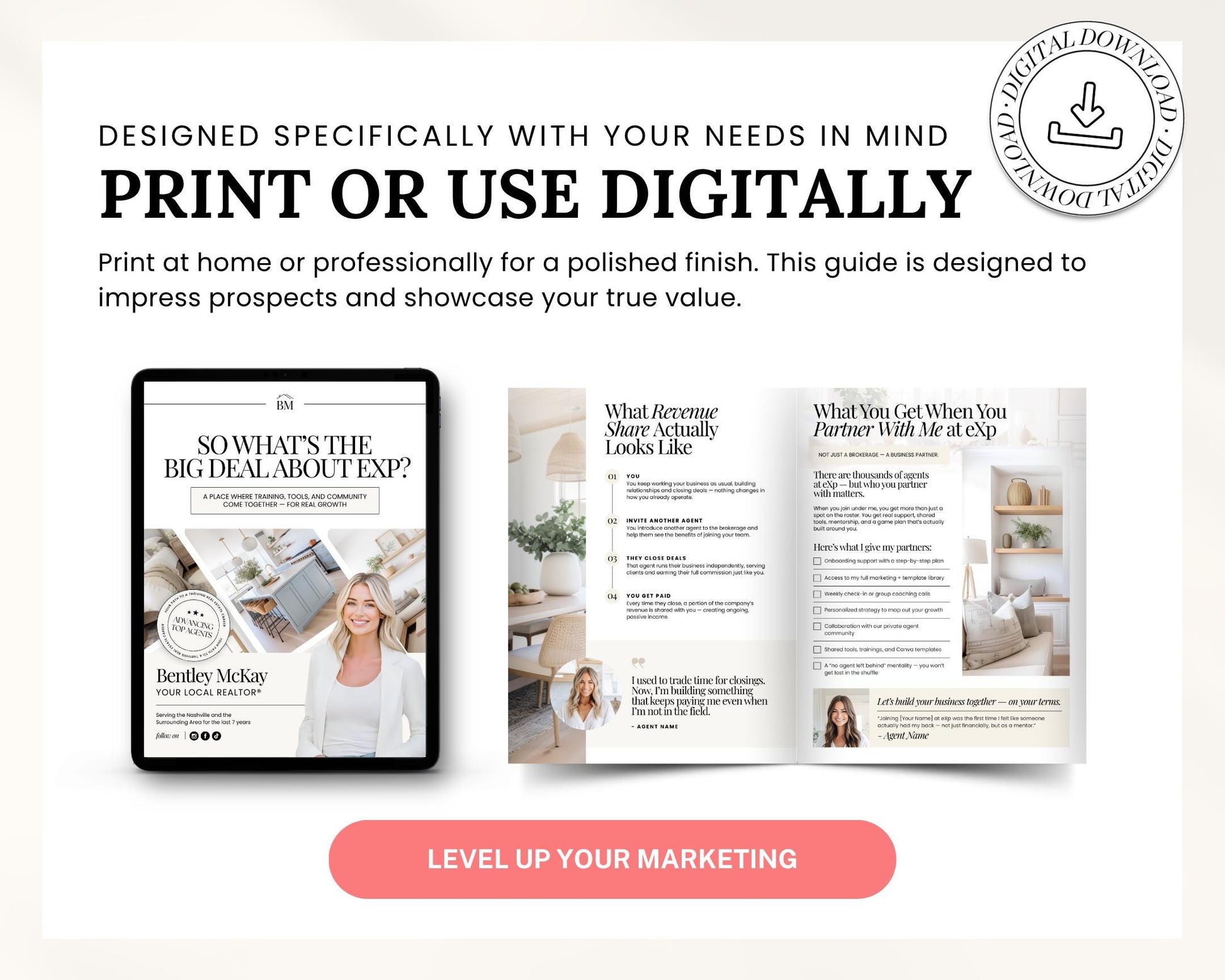 Agent Recruiting Guide | Brokerage Recruiting Marketing | EXP Downline | Real Estate Marketing | Canva Template | Real Estate Team Marketing