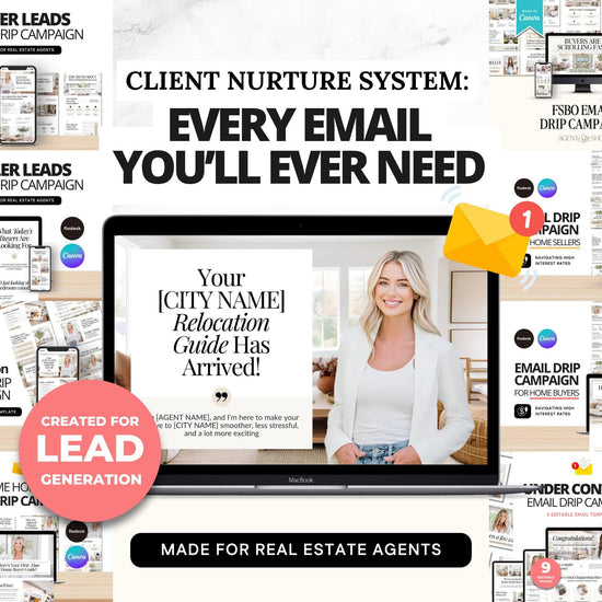Email Drip Campaign Nurture System | Buyer Seller Lead Email Templates | Under Contract | Real Estate Email Automation | Real Estate Flodesk