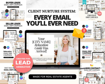 Email Drip Campaign Nurture System | Buyer Seller Lead Email Templates | Under Contract | Real Estate Email Automation | Real Estate Flodesk