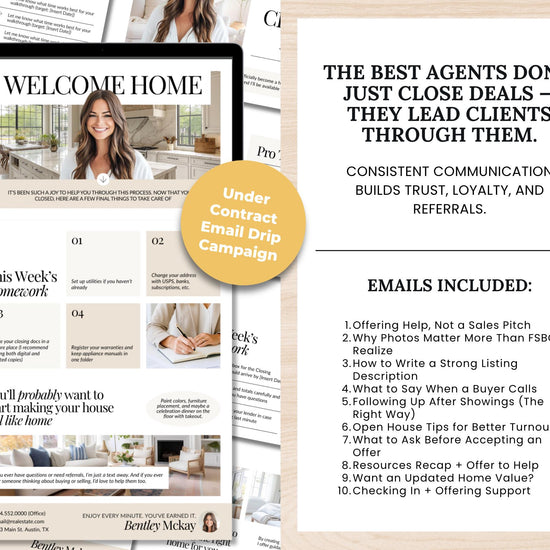Email Drip Campaign Nurture System | Buyer Seller Lead Email Templates | Under Contract | Real Estate Email Automation | Real Estate Flodesk