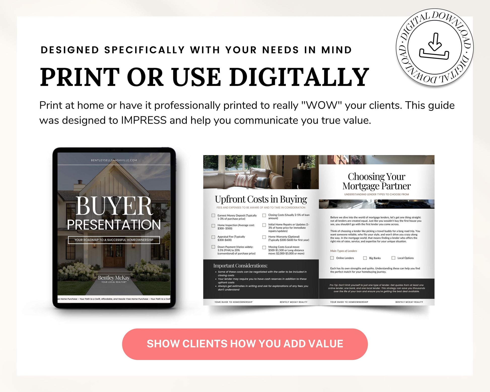 Real Estate Listing and Buyer Presentation Bundle | Home Buyer Guide | Home Seller Guide | Luxury Listing Buyer Seller Consultation 2026