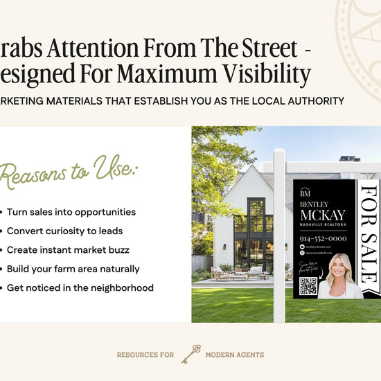 Real Estate Yard Sign Template | For Sale Sign | Property Sign | Modern For Sale Sign | Real Estate Sold Sign | Canva For Sale | Sign Rider