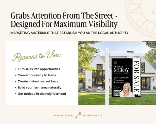 Real Estate Yard Sign Template | For Sale Sign | Property Sign | Modern For Sale Sign | Real Estate Sold Sign | Canva For Sale | Sign Rider