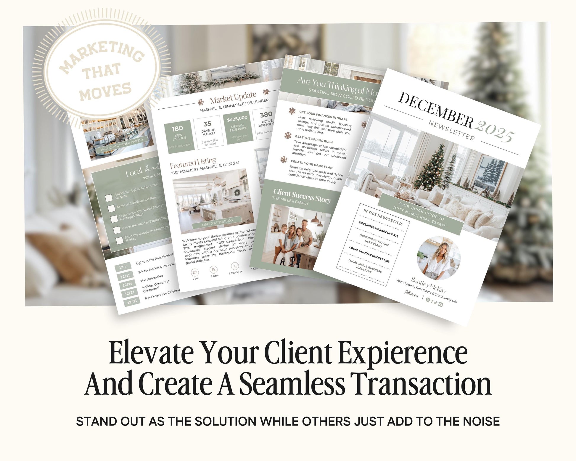 December Real Estate Newsletter | December Newsletter | Real Estate Email Marketing | Winter Real Estate Template | Flodesk | Christmas