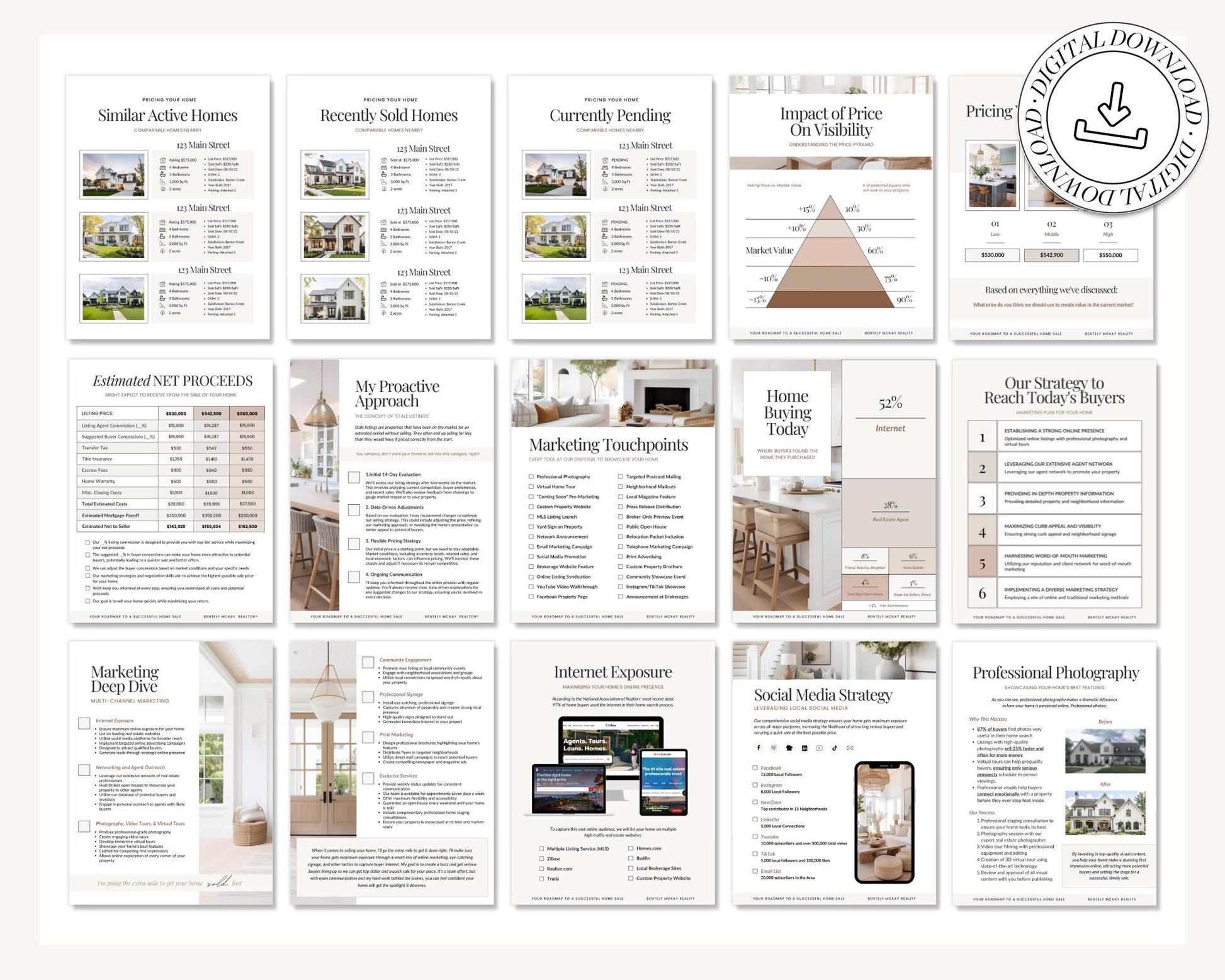 Listing Presentation Template for Real Estate Agents | Editable 40 Page Canva File
