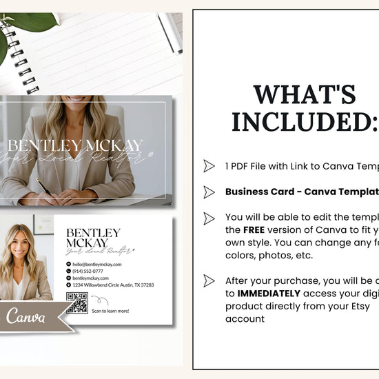 Real Estate Business Card | Editable Canva Template