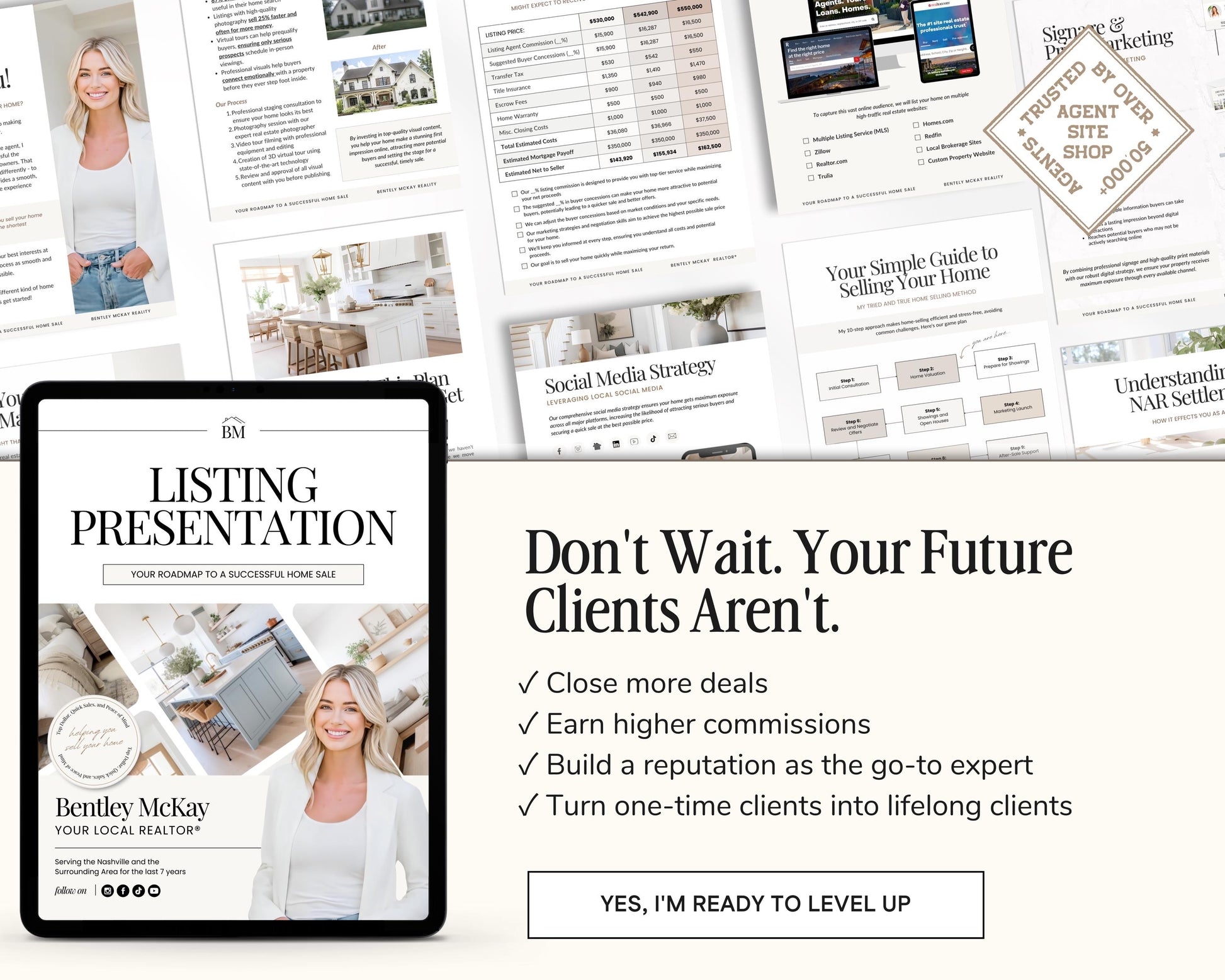 a tablet with the text don't wait, your future client aren't