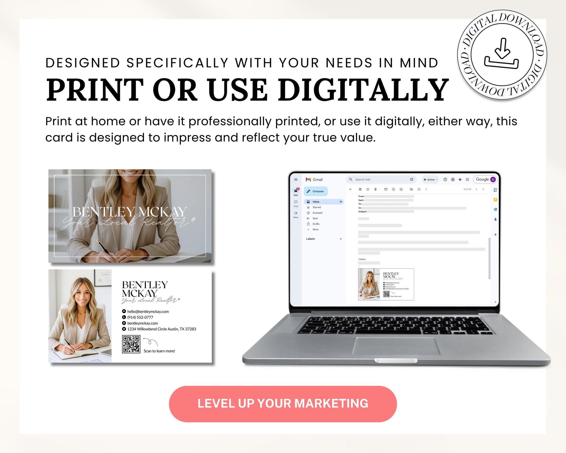 Real Estate Business Card | Editable Canva Template