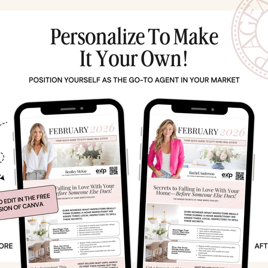 The image is a before and after comparison of two different versions of an email or text message. The text message features a woman in a pink jacket, and the before and after versions have been edited to emphasize different aspects of the message.