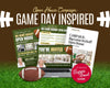 The image is a collage of various elements related to the "Open House Campaign: Game Day Inspired" campaign, including a laptop, a football, and promotional materials.