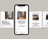 a smartphone displaying a social media post from an agency website, with a collage of three smaller images on the right side of the screen.