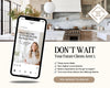 The image is an advertisement for a business called "Agent Shop" that offers services for real estate agents. It features a smartphone displaying a book cover, a kitchen interior, and a sign that says "DON'T WAIT Your Future Clients Aren't." The ad highlights the benefits of using the services, such as closing more deals, earning higher commissions, building a reputation as a go-to expert, and turning one-time clients into lifelong clients.