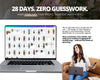 The image is a promotional advertisement for a real estate service called "Zero Guessing". It features a laptop displaying a website, a smiling woman sitting on a couch, and text promoting the service.