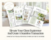 The image is a collage of real estate listings and marketing materials, including brochures, flyers, and a website. The text encourages the viewer to "Elevate Your Client Experience and Create A Seamless Transition" and "Stand out as the solution while others just add to the noise".
