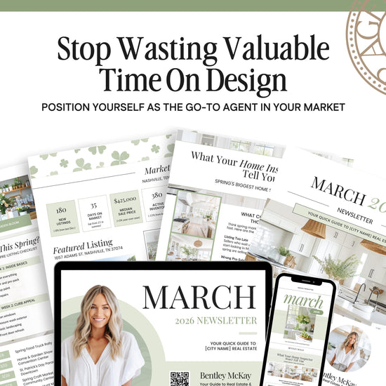 The image is a collage of various real estate-related materials, including brochures, a magazine, and a mobile phone displaying a real estate app. The text in the image emphasizes the importance of focusing on design and marketing in the real estate industry, with a focus on positioning oneself as a go-to agent in the market.