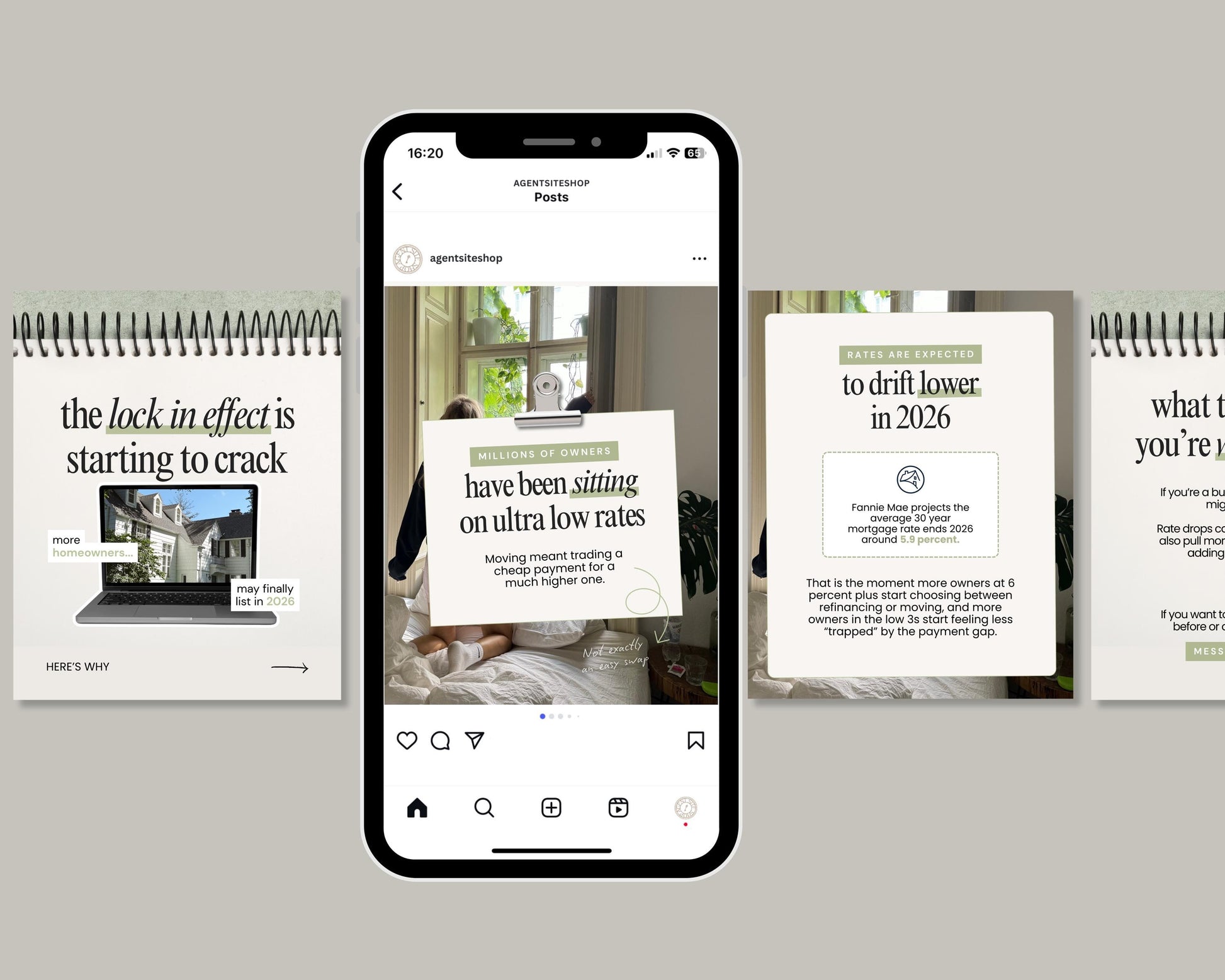 The image is a collage of three images, each with a different caption, displayed on a smartphone screen.
