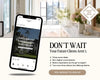 The image is an advertisement for a real estate agent's website, featuring a smartphone displaying a house photo and text promoting the agent's services.