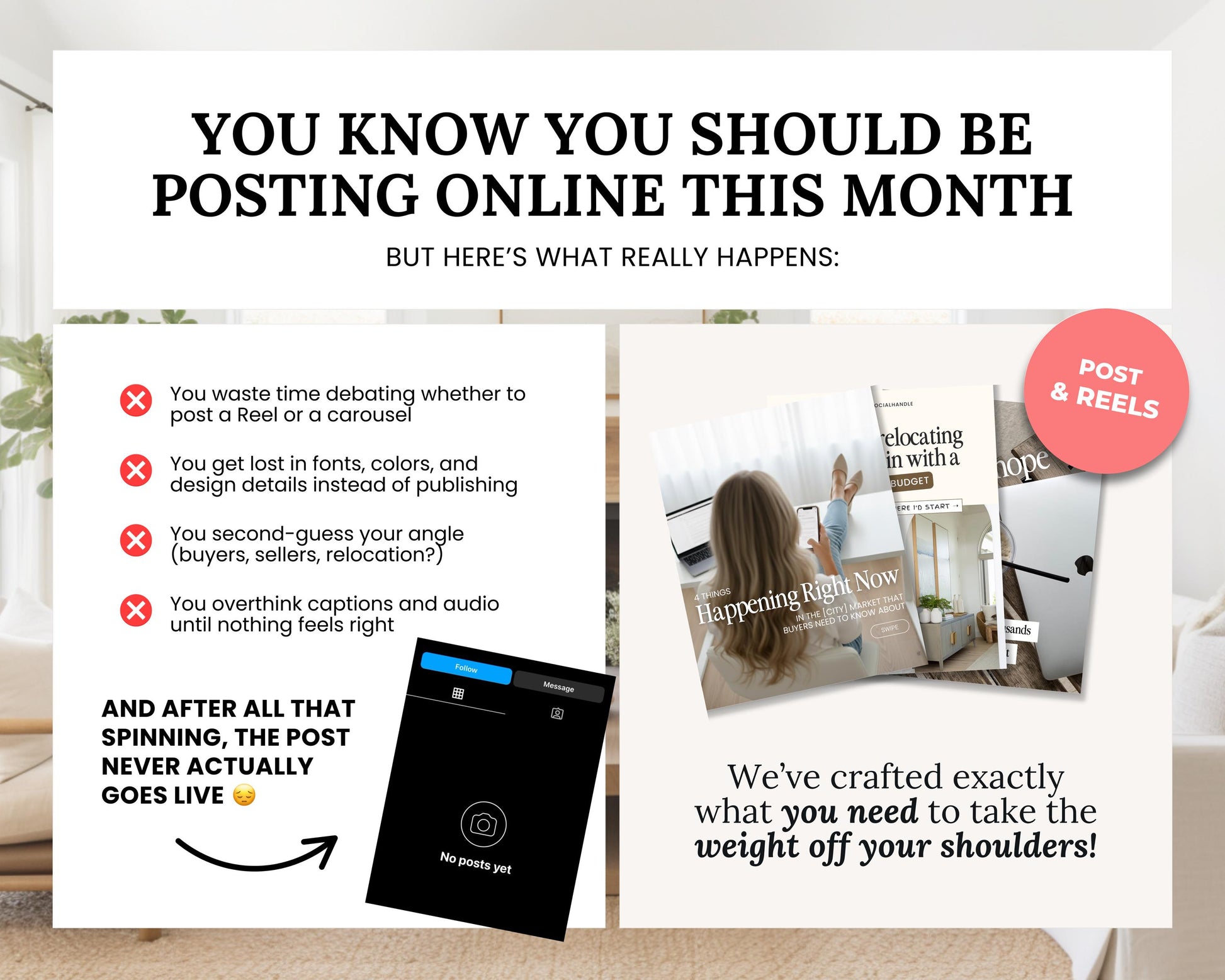 The image is a collage of two images and a text box, with the text box providing information about the benefits of posting online and the collage images depicting various aspects of online content creation.