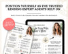 The image is an advertisement for a lending expert service, featuring a woman smiling and a tablet displaying information about the service.