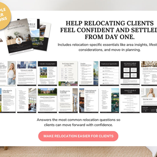 Real Estate Relocation Guide | Relocation Tool | City Welcome Template | Lead Magnet | Community Guide | Local City Guide | Real Estate