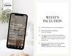 a smartphone displaying a screenshot of a real estate app with a list of options and a free canvas template.