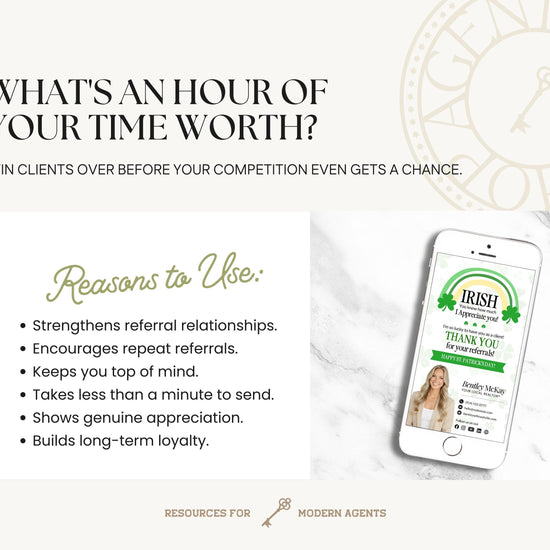 St. Patrick's Day Textable Card | Client Referral Textable Card | Client Appreciation | Past Client Touch Point |Canva Real Estate Marketing
