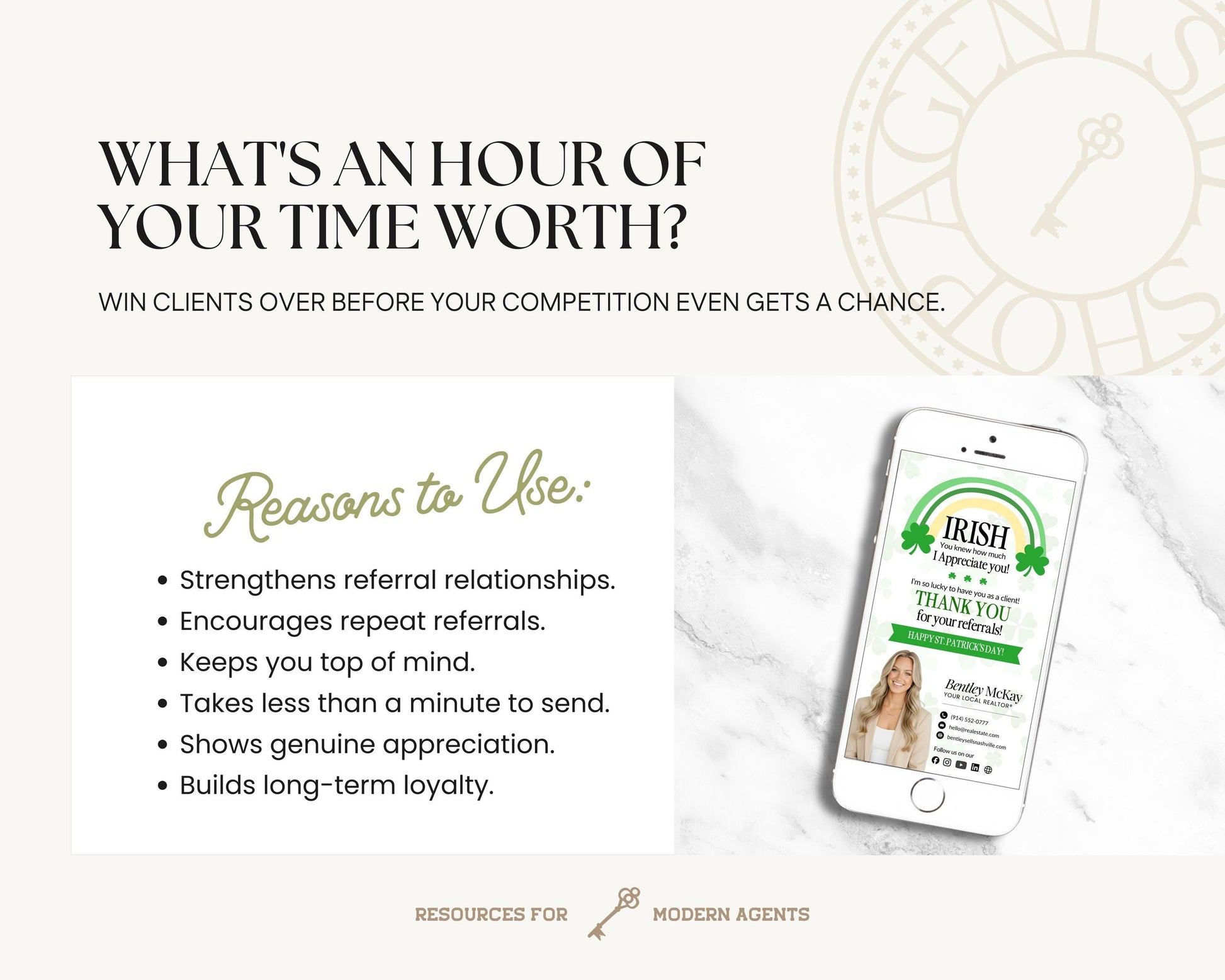 St. Patrick's Day Textable Card | Client Referral Textable Card | Client Appreciation | Past Client Touch Point |Canva Real Estate Marketing