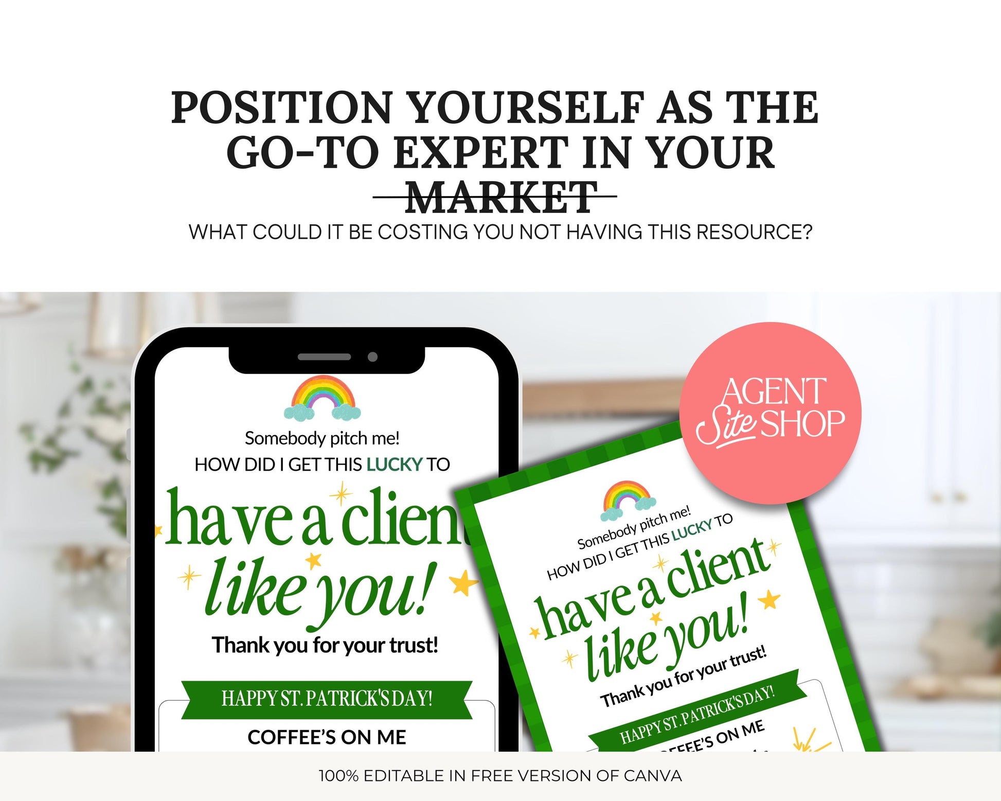 St. Patrick's Day Textable Card | Client Referral Textable Card | Client Appreciation | Past Client Touch Point |Canva Real Estate Marketing