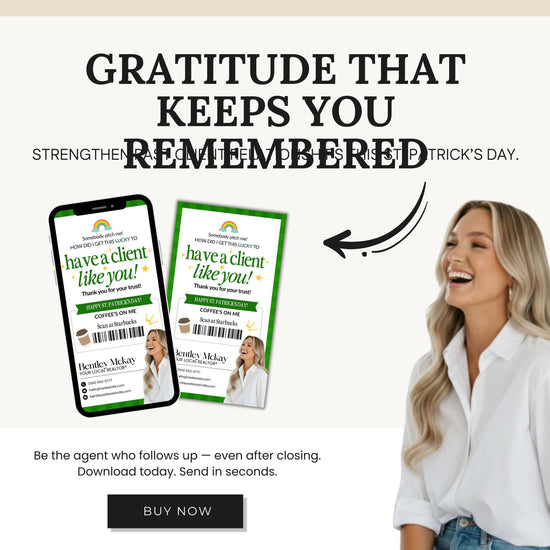 St. Patrick's Day Textable Card | Client Referral Textable Card | Client Appreciation | Past Client Touch Point |Canva Real Estate Marketing