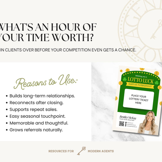 St. Patrick's Day Client Pop By | Real Estate Marketing | St. Patrick's Day Card | Lottery Pop-by | Real Estate Farming | Canva Template