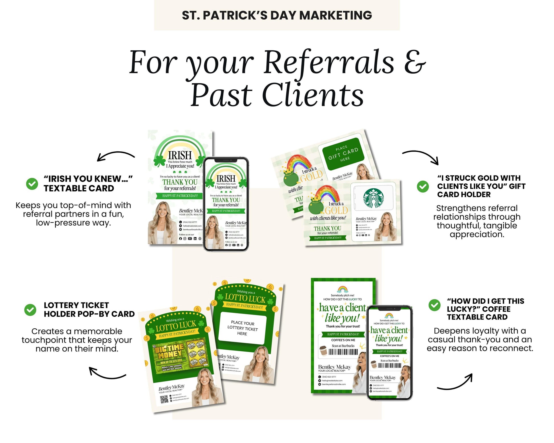 St. Patrick's Day Marketing Bundle | Client Pop By |Real Estate Marketing | St. Patrick's Day Card | Lottery Pop-by |Farming |Canva Template