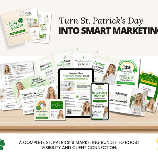 St. Patrick's Day Marketing Bundle | Client Pop By |Real Estate Marketing | St. Patrick's Day Card | Lottery Pop-by |Farming |Canva Template