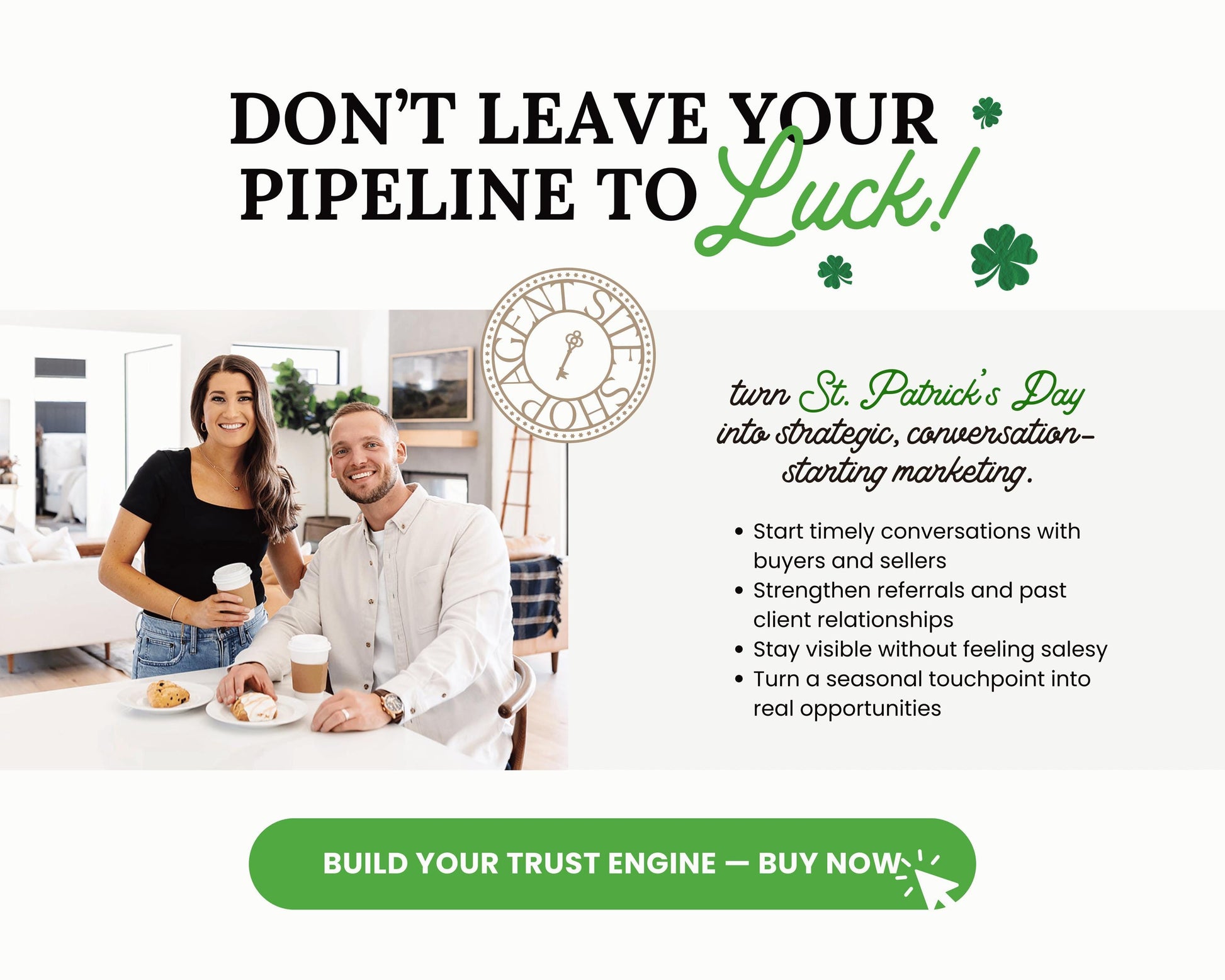 St. Patrick's Day Marketing Bundle | Client Pop By |Real Estate Marketing | St. Patrick's Day Card | Lottery Pop-by |Farming |Canva Template