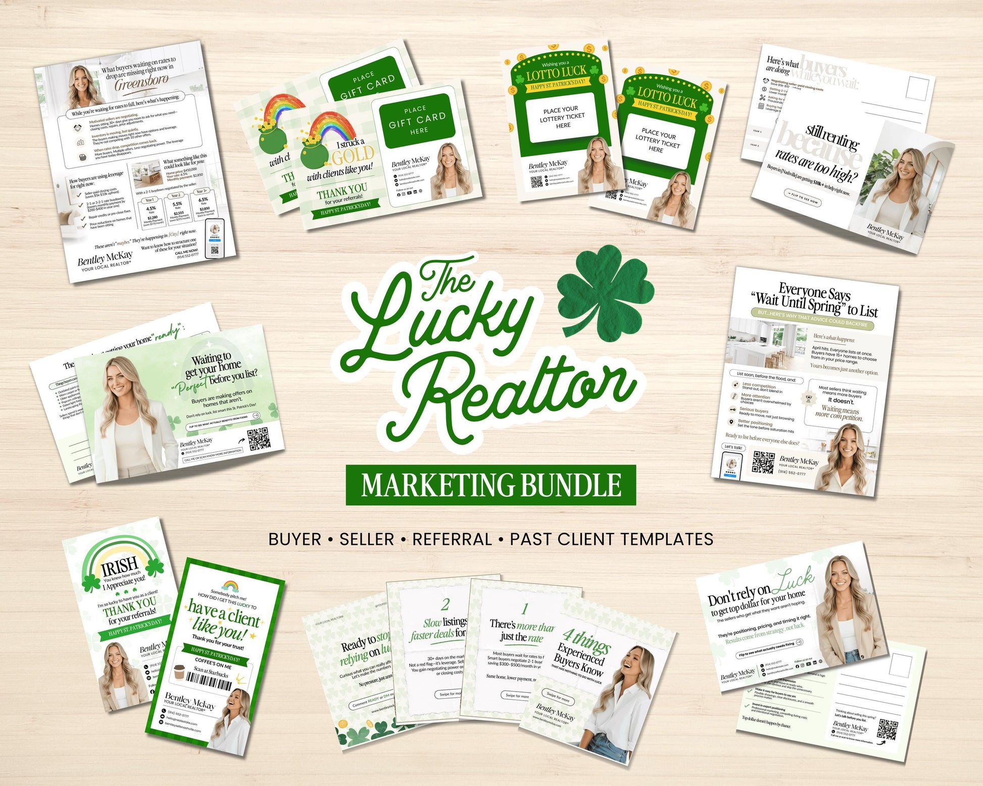 St. Patrick's Day Marketing Bundle | Client Pop By |Real Estate Marketing | St. Patrick's Day Card | Lottery Pop-by |Farming |Canva Template