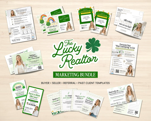 St. Patrick's Day Marketing Bundle | Client Pop By |Real Estate Marketing | St. Patrick's Day Card | Lottery Pop-by |Farming |Canva Template