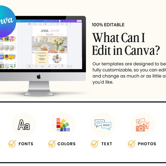 The image is a promotional graphic for a software called Canva, which allows users to create and edit various types of digital content, such as images, graphics, and text.
