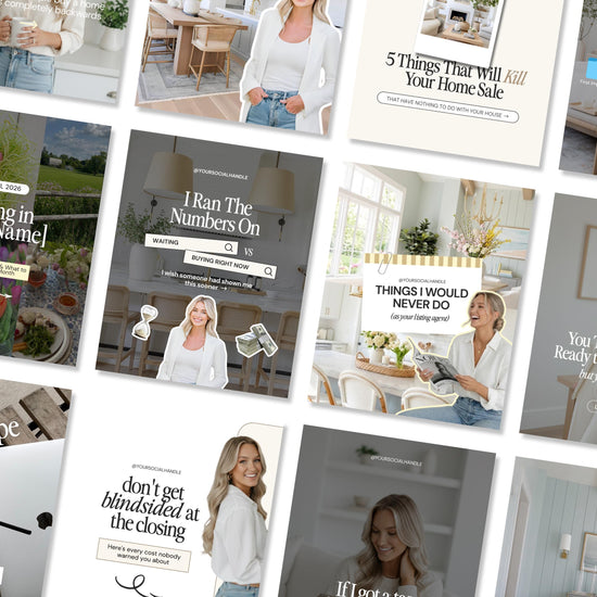 April Real Estate Social Media Content Canva Bundle + Captions | Real Estate Agent Instagram Content | Real Estate Marketing Canva Template
