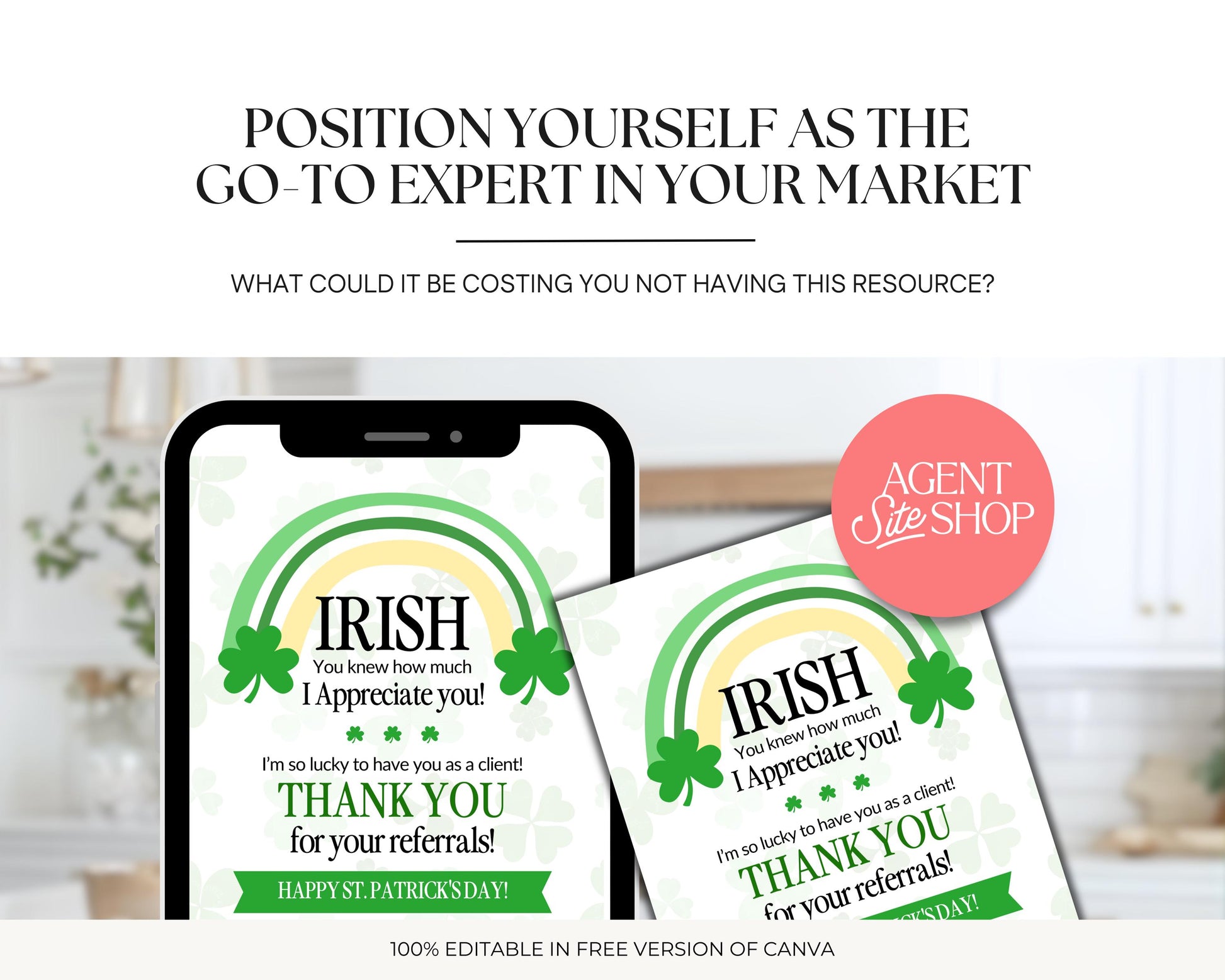St. Patrick's Day Textable Card | Client Referral Textable Card | Client Appreciation | Past Client Touch Point |Canva Real Estate Marketing