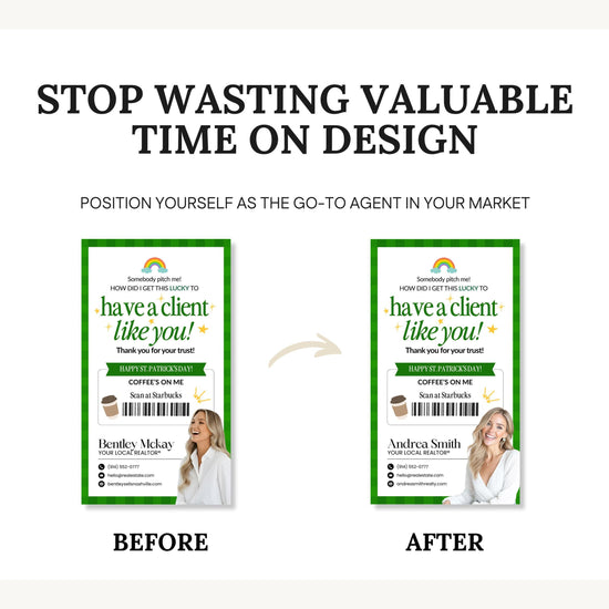 St. Patrick's Day Textable Card | Client Referral Textable Card | Client Appreciation | Past Client Touch Point |Canva Real Estate Marketing