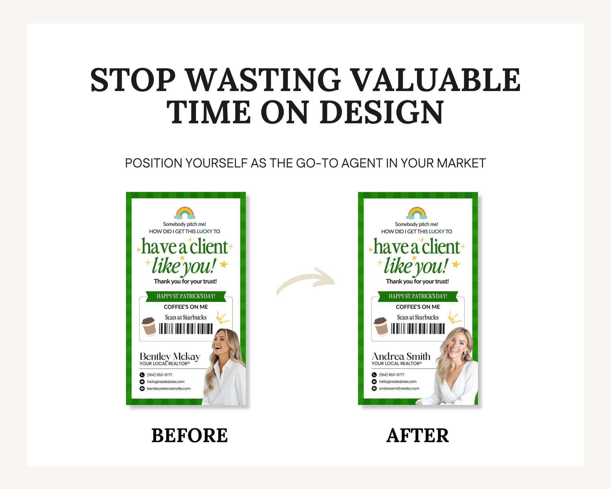 St. Patrick's Day Textable Card | Client Referral Textable Card | Client Appreciation | Past Client Touch Point |Canva Real Estate Marketing
