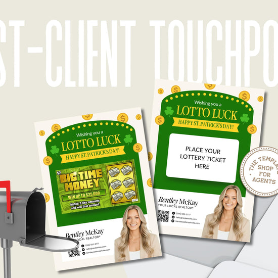 St. Patrick's Day Client Pop By | Real Estate Marketing | St. Patrick's Day Card | Lottery Pop-by | Real Estate Farming | Canva Template