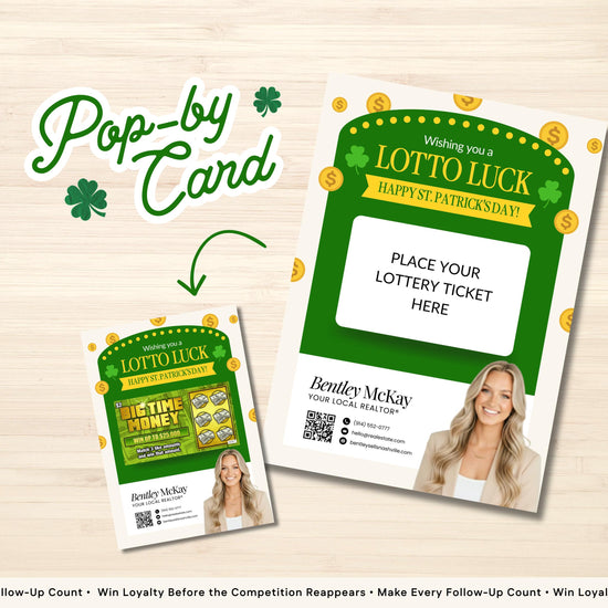 St. Patrick's Day Client Pop By | Real Estate Marketing | St. Patrick's Day Card | Lottery Pop-by | Real Estate Farming | Canva Template